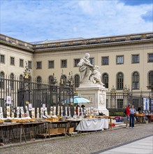 Flea market stall in front of Humboldt University, Unter den Linden, Berlin, Germany, Europe