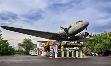 Petrol station and propeller plane