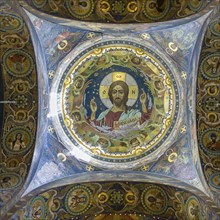 Fresco representing Jesus and the Saints in the Church of the Savior of the spilled Blood in Saint