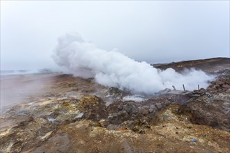 The geothermal area of Gunnuhver is located in the western part of the Reykjanes peninsula