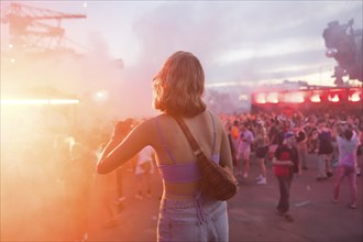 Dancing festival visitor in the evening at the Melt Festival in Ferropolis on 12 July 2024. After a