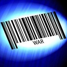 War, barcode with blue Background