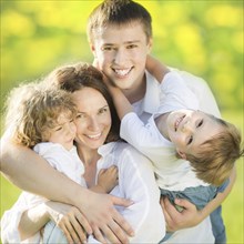 Happy family having fun outdoors