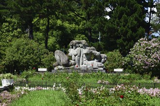 Sochi, Russia, June 5. 2018 sculpture Adam and Eve in the arboretum, Europe