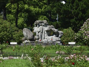 Sochi, Russia, June 5. 2018 sculpture Adam and Eve in the arboretum, Europe