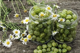 Cooking homemade gooseberry jam