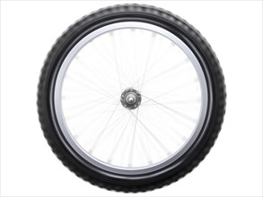 Spinning or rotating sport bicycle wheel isolated