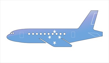 The Micronesia flag painted on the silhouette of a aircraft. glossy illustration