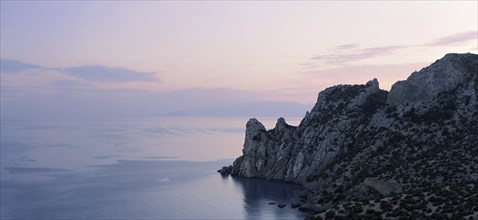 Panorama of rocky coastline of