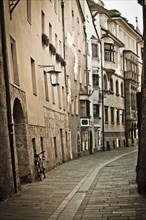 Retro style photo of typical european old town street. Innsbruck, Austria, Europe