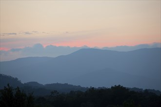 Smoky mountains sunset. Great Smoky Mountain National Park, Tennessee, USA, North America