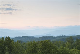 Smoky mountains sunset. Great Smoky Mountain National Park, Tennessee, USA, North America