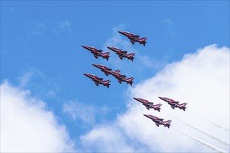 Red Arrows, Royal Air Force Aerobatic Team, Airshow 2024, Teignmouth, Devon, England, United