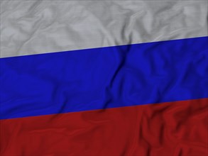 Closeup of Ruffled Russia flag, Fabric Ruffled Flag Background