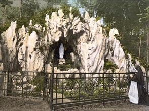 Lourdes Grotto, near Ingenbohl Nunnery, Lake Lucerne, Switzerland, Historic, digitally restored