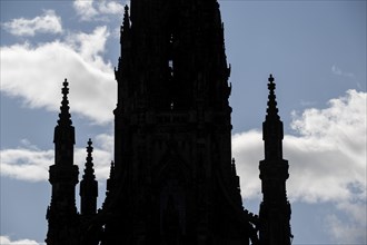 Silhouette Scott Monument, Victorian spire with 287 steps built in honour of the writer Sir Walter