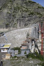 View from Grimsel Hospice Grimselhospiz to construction site of new dam for enlargement of