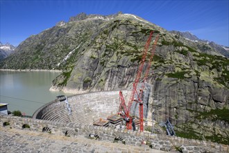 View from Grimsel Hospice Grimselhospiz to construction site of new dam for enlargement of