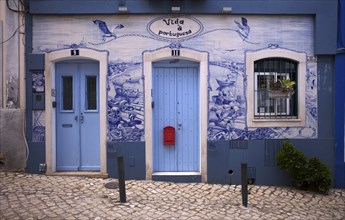 Azulejos, Tiles, Tile decoration, House facade, House, PortimÃ£o, Algarve, Portugal, Europe