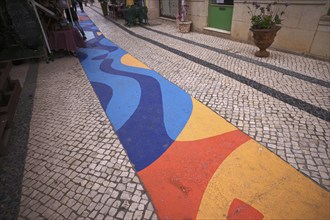 Calcadas, artistically laid paving stones, pavement, pedestrian zone, Portimao, Algarve, Portugal,