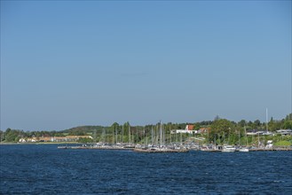 Svendborg, maritime living by the sound, marina, detached houses, forest, Fyn, island of Funen,