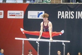 Olympic qualification in apparatus gymnastics in Rüsselsheim Picture: Pascal Brendel on parallel