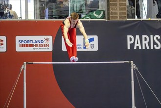 Olympic qualification in apparatus gymnastics in Rüsselsheim Picture: Leonard Prügel on the high