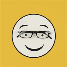 Head with a happy face and eyeglasses, mental health concept, positive mindset, support and