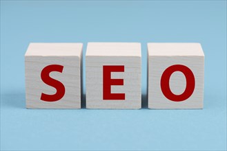 SEO is standing on cubes, website optimization, ranking strategy, search engine