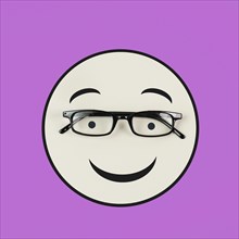 Head with a smiling face and eyeglasses, mental health concept, positive mindset, support and