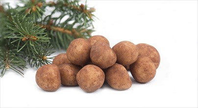 Marzipan potatoes, in german called Marzipankartoffeln, with cacao powder, sweets for christmas,