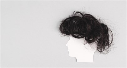 Silhouette of a face with a hairstyle, woman, man, transgender, copy space for text, portrait with