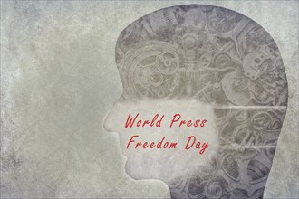 World Press Freedom Day is standing on a mask, journalist with covered mouth, free speech, cancel