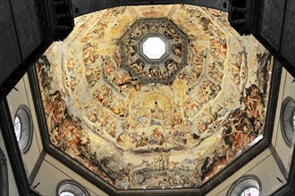 Interior view of the dome of the Basillica di Santa Maria del Fiore, Il Duomo di Firenze, Florence,