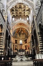 Interior view with altar area, Cathedral of Santa Maria Assunta, Pisa, Tuscany, Italy, Europe,