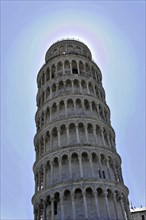 UNESCO World Heritage Site, Pisa, Tuscany, Italy, Europe, The Leaning Tower of Pisa against a light