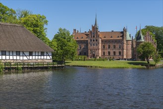 Egeskov moated castle, KvÃ¦rndrup near Svenborg, Svendburg, museum building, half-timbered house,