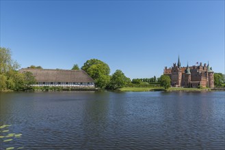 Egeskov moated castle, KvÃ¦rndrup near Svenborg, Svendburg, park, museum building, half-timbered