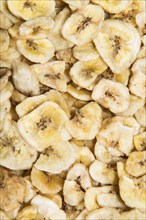 Banana Chips heap close-up shot for background image use