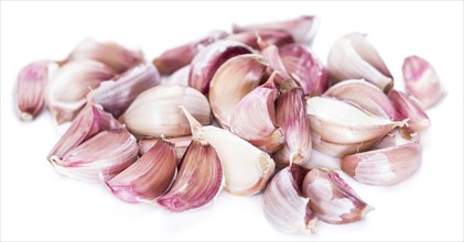 Portion of fresh Garlic isolated on pure white background