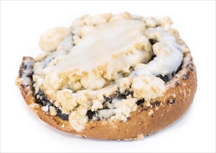 Poppyseed Cake isolated on pure white background (close-up shot)