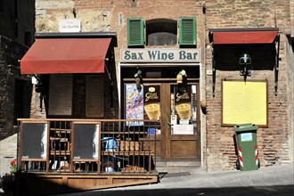 Montepulciano, Val d'Orcia, Province of Siena, Tuscany, Italy, Europe, A rustic wine bar with