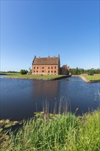 Broholm Castle, Gudme, 14th century, brick building, fortification, water plants, hotel,