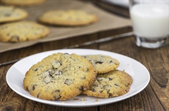 Chocolate Chip Cookies as detailed close-up shot, selective focus