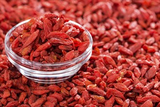 Portion of ried Goji Berries (also known as Wolfberry) in a small bowl