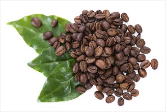 Coffee Beans close-up shot (isolated on pure white background)