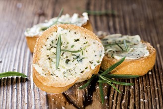 Fresh made Herb Butter Baguettes with garlic