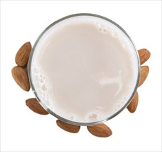 Almond Milk (selective focus) isolated on white background