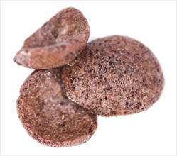 Some chocolate cornklakes isolated on pure white background