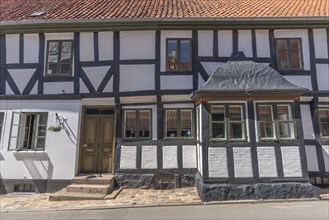 Bogense on the Kattegat, old town, historic half-timbered house, Fyn, island of Funen, Baltic Sea,